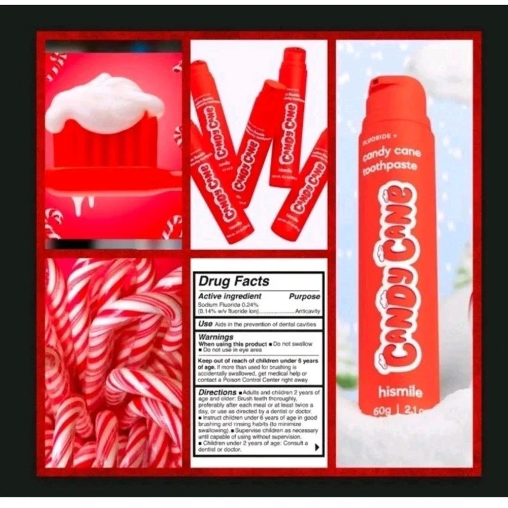 5 Pack Hismile Candy‎ Cane Flavored Fluoride Toothpaste New Exp 9/11/2026